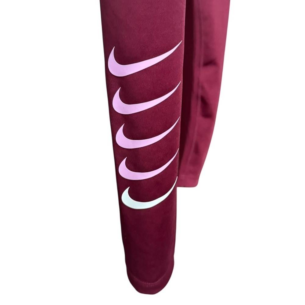 NWT Nike Tight Fit Mid Rise 7/8 Length Burgundy Berry Small - Picture 5 of 9